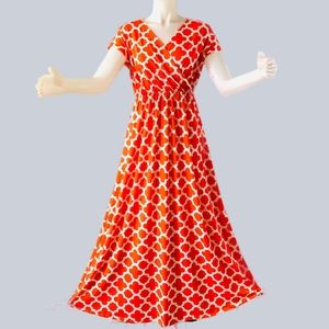 ❤️SOLD❤️ VTG. GEOMETRIC POP ART ORANGE MAXI DRESS